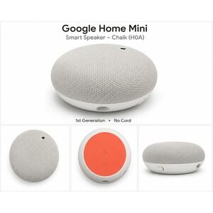 Google Home Mini Smart Speaker Chalk H0A 1st Gen Gray Coral No Cord Small Hole
